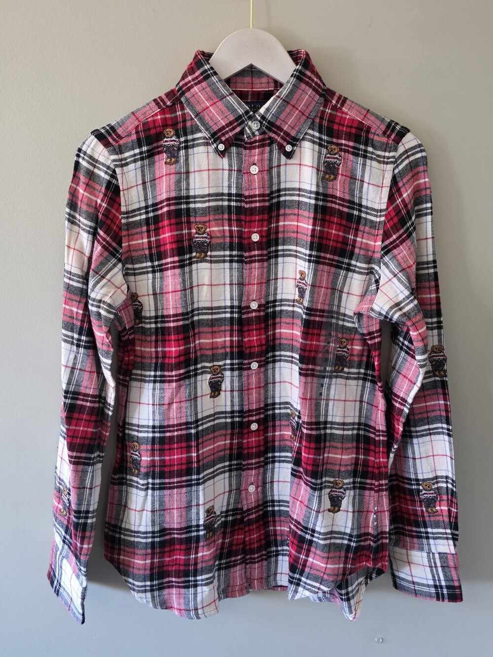 NWT Polo Ralph Lauren S Old Money Coastal Embroidered Bear Plaid Flannel Shirt - Picture 2 of 16